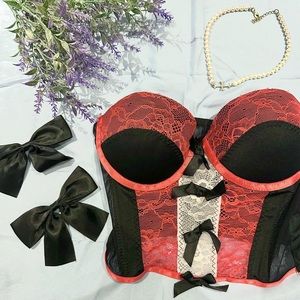 Red and Black Bow Corset/Bustier